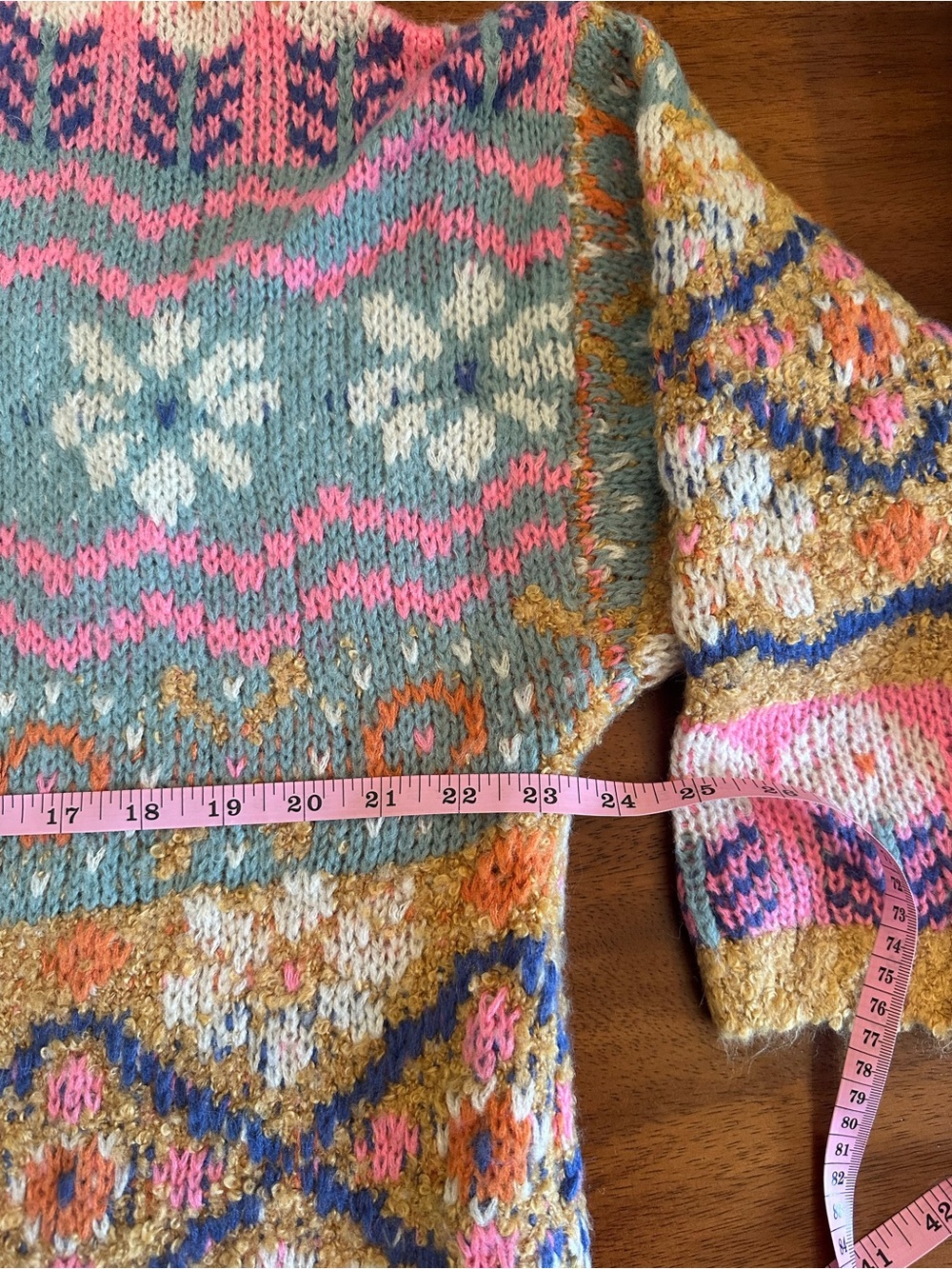 NATURAL LIFE Cozy Boho Colorful Fair Isle Anthro vibes Open Knit Cardigan S/M - Picture 7 of 8